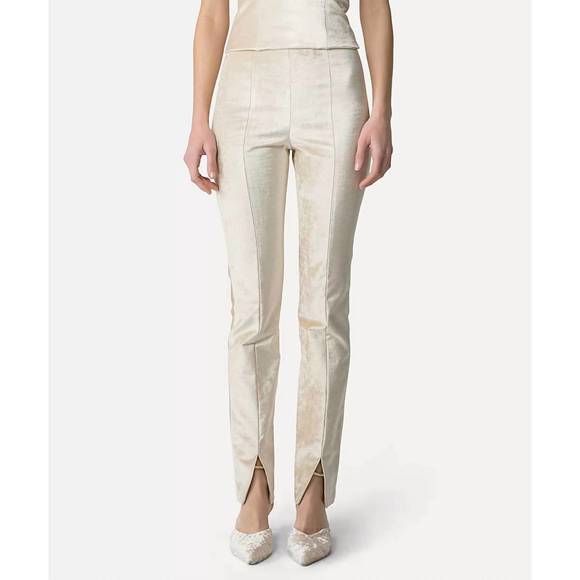 NEW FORTE FORTE cotton viscose velvet high waist pants in ivory